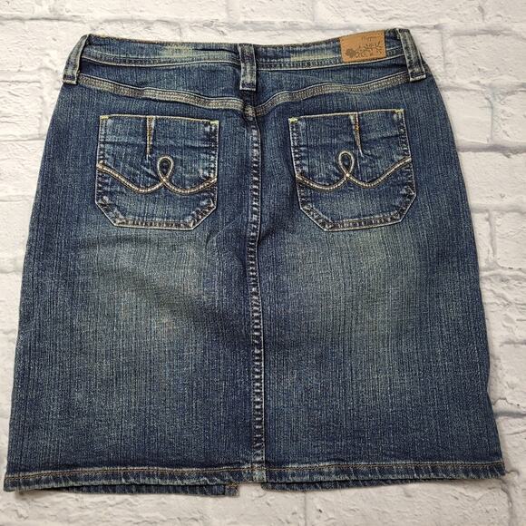 Hippie Denim Pencil Skirt with Front Vent and Metal Lock Charm size 7 - Picture 4 of 12